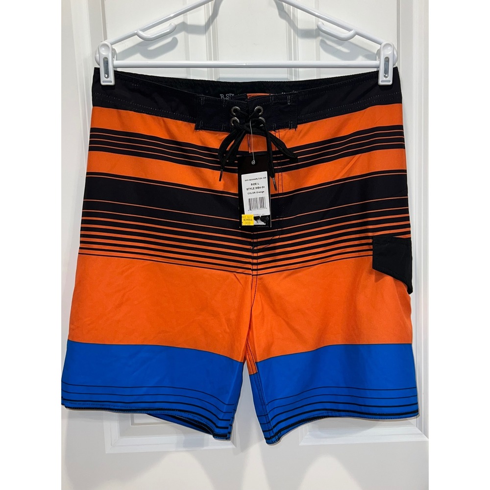 NEW Banana Split B.SPLIT Mens Board Shorts Orange Blue Stripe Size Large